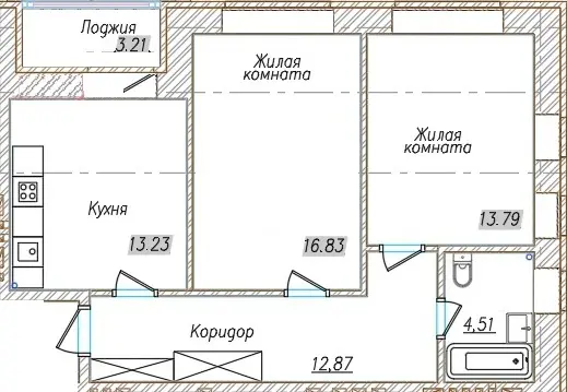 Планировка 2Ж, блок Г