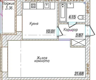 Планировка 1В, блок В